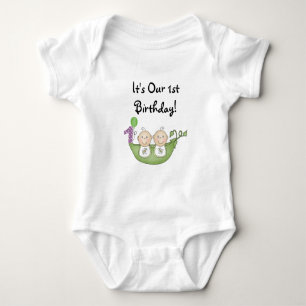 Twins Peas in a Pod First Birthday Baby Bodysuit