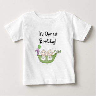Twins Peas in a Pod First Birthday Baby T-Shirt