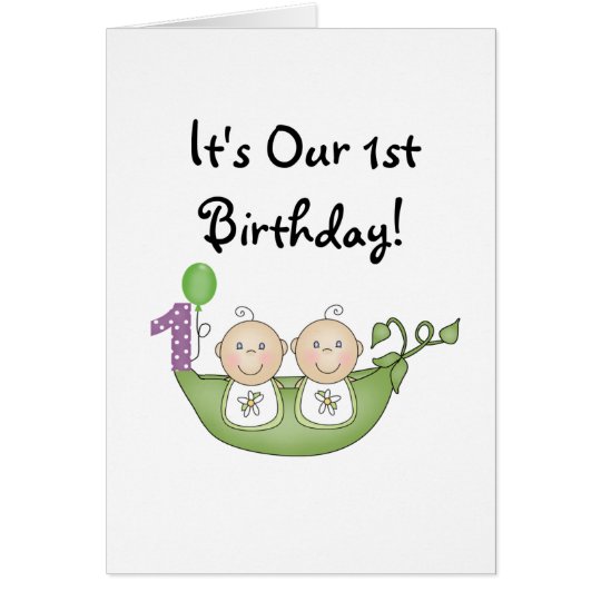 Twins Peas in a Pod First Birthday Card