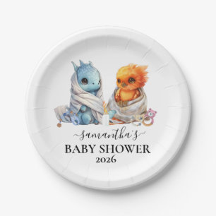 Twins Phoenix Dragon Fantasy Magical  Paper Plate
