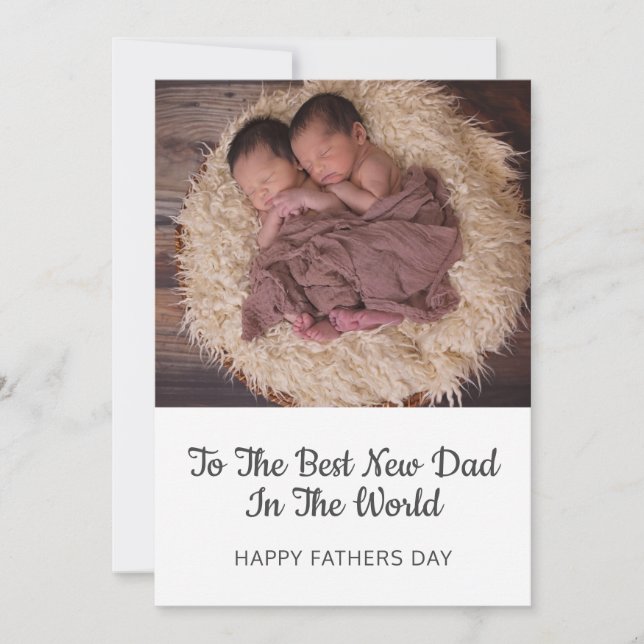 Twins Photo | Best New Dad Fathers Day Holiday Card (Front)