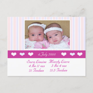 Twins Photo Birth Announcement Postcard