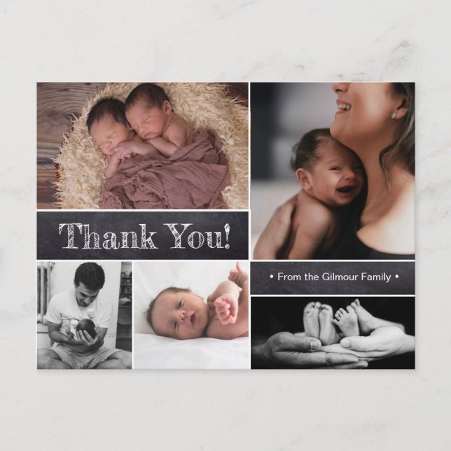 Twins Photo Collage Baby birth Announcement (Front)