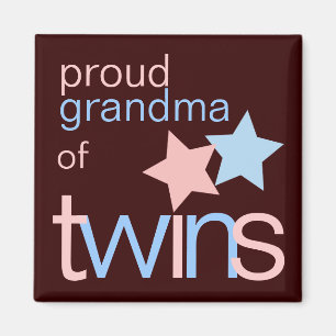 Twins Pink Blue Brown Proud Grandma Magnet