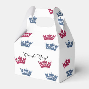 Twins Pink Blue Crowns Birthday Party Favour Boxes
