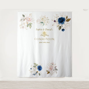 Twins Pink Blush Floral Holy Communion Photo Prop  Tapestry