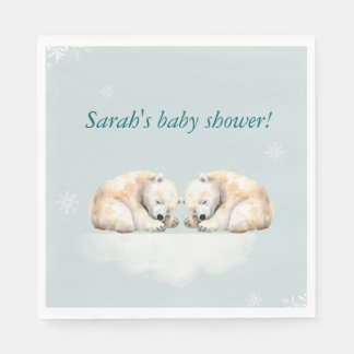 Twins Polar Bear Baby Shower Napkins
