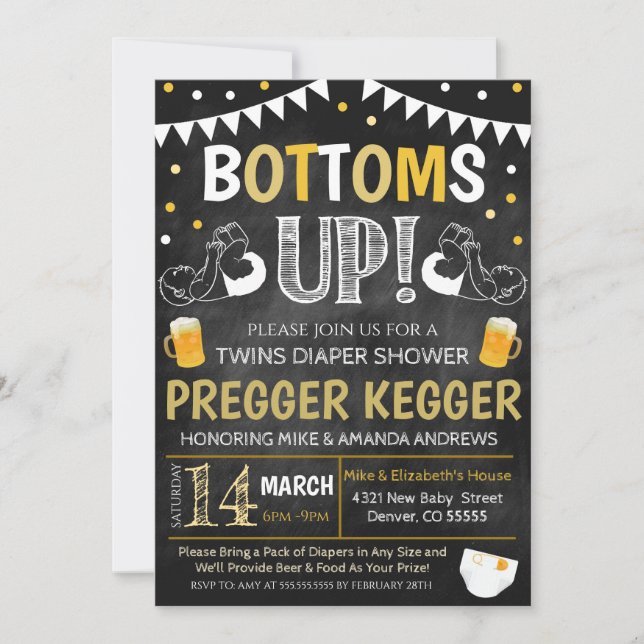 Twins Pregger Kegger Baby Shower Invitation (Front)