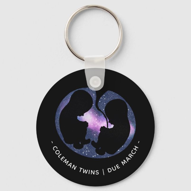 Twins Pregnancy Announcement Stars Baby Spiritual Key Ring (Front)