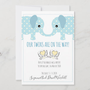 Twins Pregnancy Announcement Whimsical Elephants