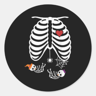 Twins Pregnancy Halloween Pregnancy Announcement P Classic Round Sticker