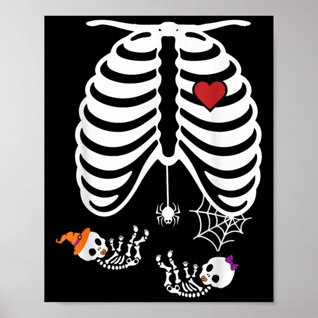 Twins Pregnancy Halloween Pregnancy Announcement P Poster (Front)
