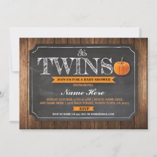 Twins Pumpkin Fall Baby Shower Invitations