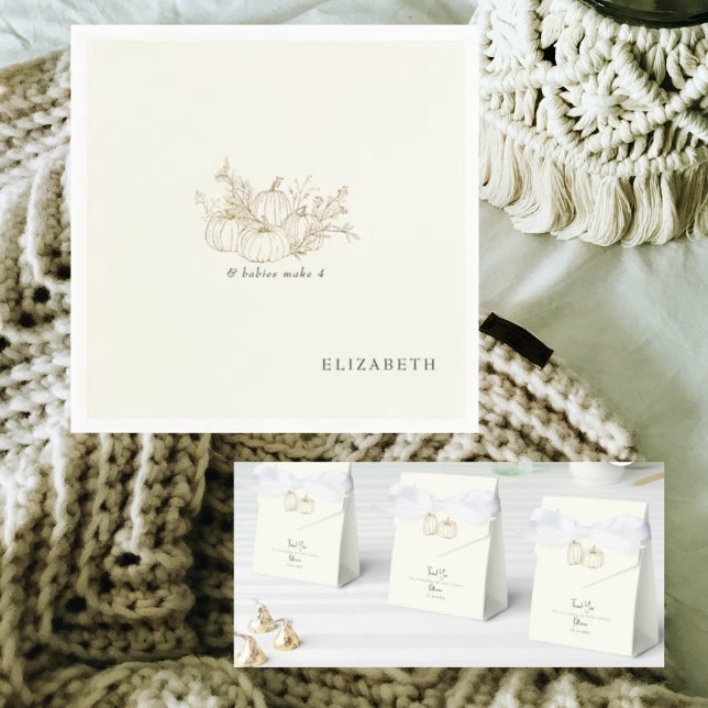 Twins Pumpkins Cream Baby Shower Favour Box (Creator Uploaded)