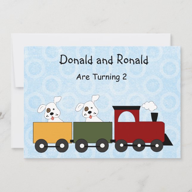 Twins (Puppies) Birthday Party Invitations (Front)