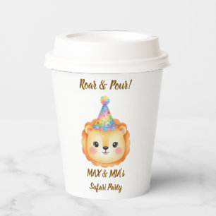 Twins Safari Birthday Paper Cups Roar & Pour