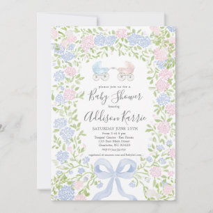 Twins shower, baby carriage shower invitation