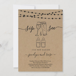 Twins Sip & See Bubbles & Brews Invitation