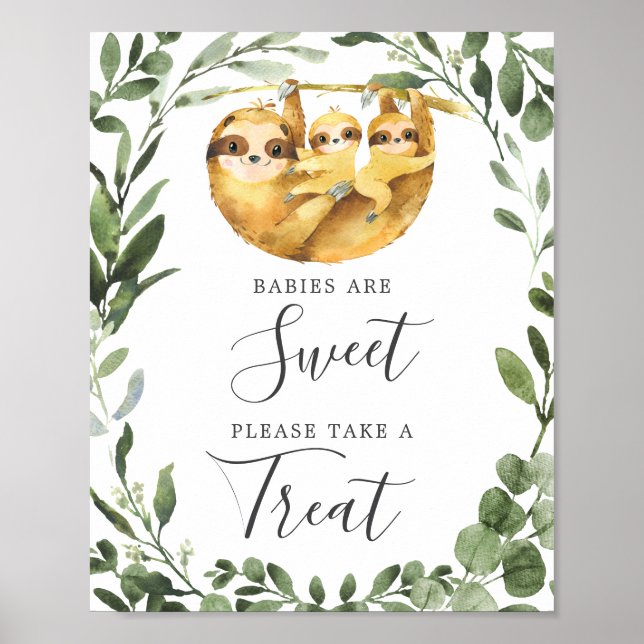 Twins Sloth Baby Shower Babies Are Sweet Sign (Front)