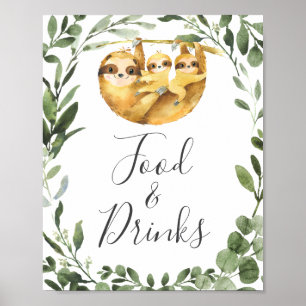 Twins Sloth Baby Shower Food and Drinks Sign