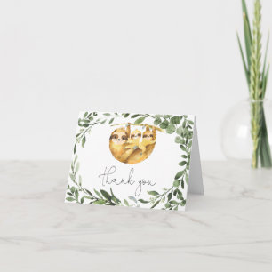 Twins Sloth Baby Shower Thank You Card
