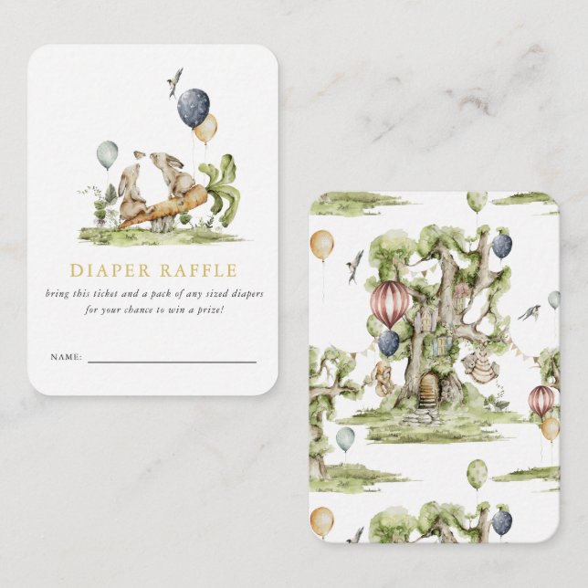 Twins | Spring Bunny Rabbit Baby Diaper Raffle Enclosure Card (Front/Back)
