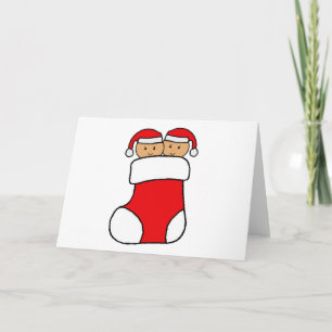 Twins Stocking Graphic Holiday Card