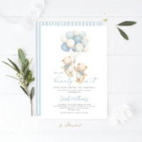Twins Teddy Bear Baby Shower Boy Invitation