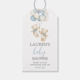 Twins Teddy Bears Baby Shower Gift Tag