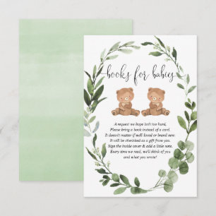 Twins teddy bears gender neutral books for baby enclosure card