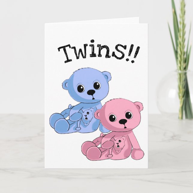 Twins Teddy Bears Personalised Greeting Card (Front)