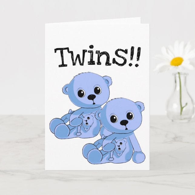 Twins Teddy Bears Personalised Greeting Card (Small Plant)