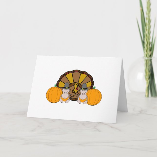 Twins Thanksgiving Graphic Holiday Card (Front)