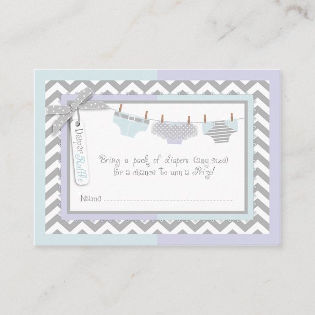 Twins Tie Tutu Diaper Raffle Ticket Enclosure Card (Front)