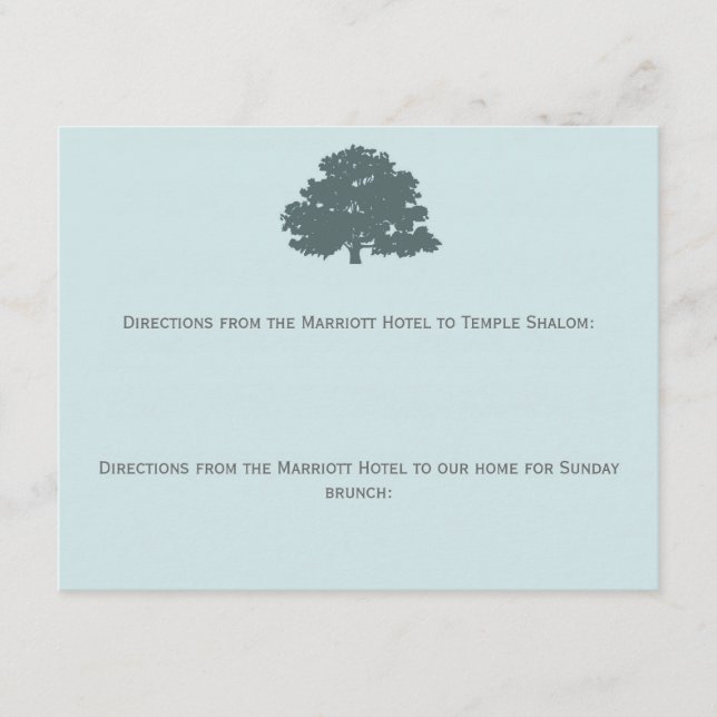 Twins Tree of Life Directions Bar Bat Mitzvah Enclosure Card (Front)