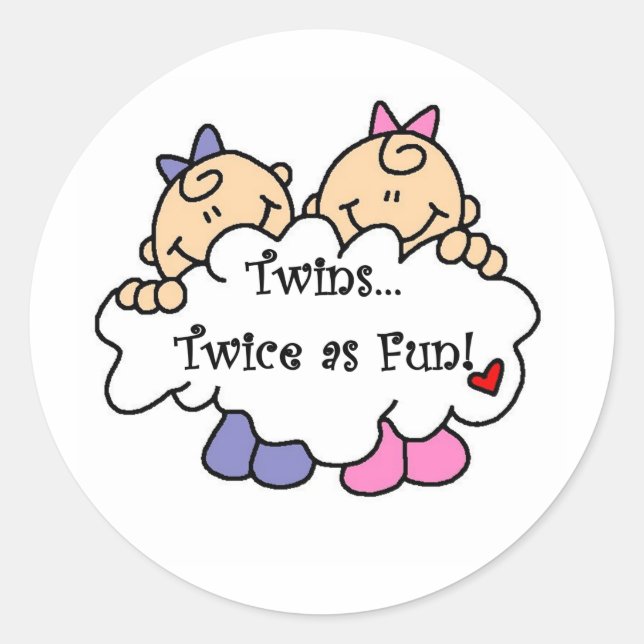 Twins Twice as Fun Classic Round Sticker (Front)