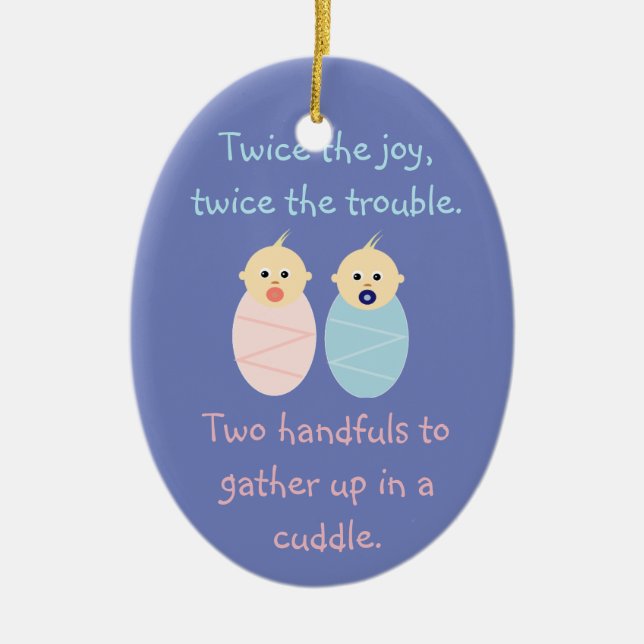 Twins = Twice the Joy Ceramic Tree Decoration (Front)