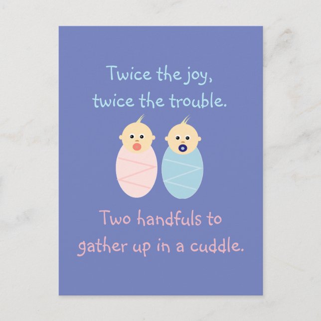 Twins = Twice the Joy Cute Poem Postcard (Front)