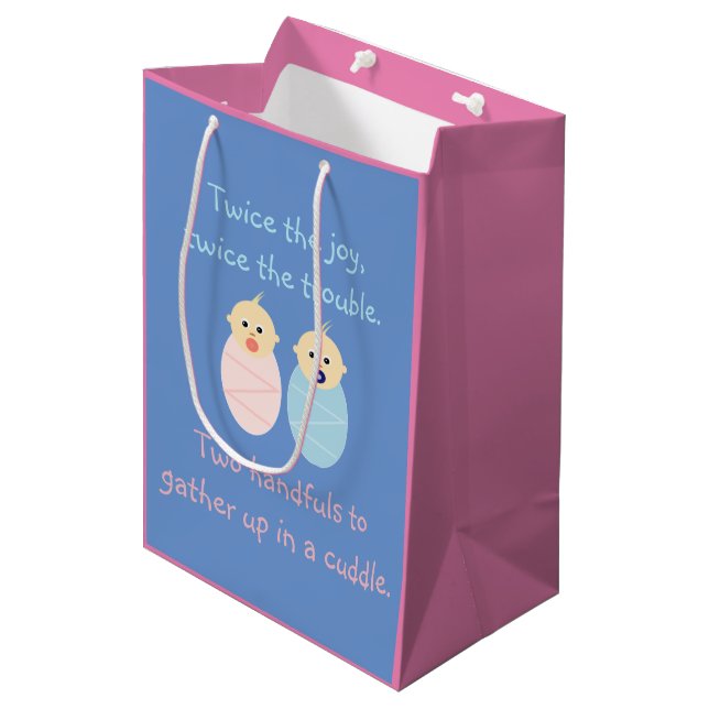 Twins = Twice the Joy Medium Gift Bag (Front Angled)