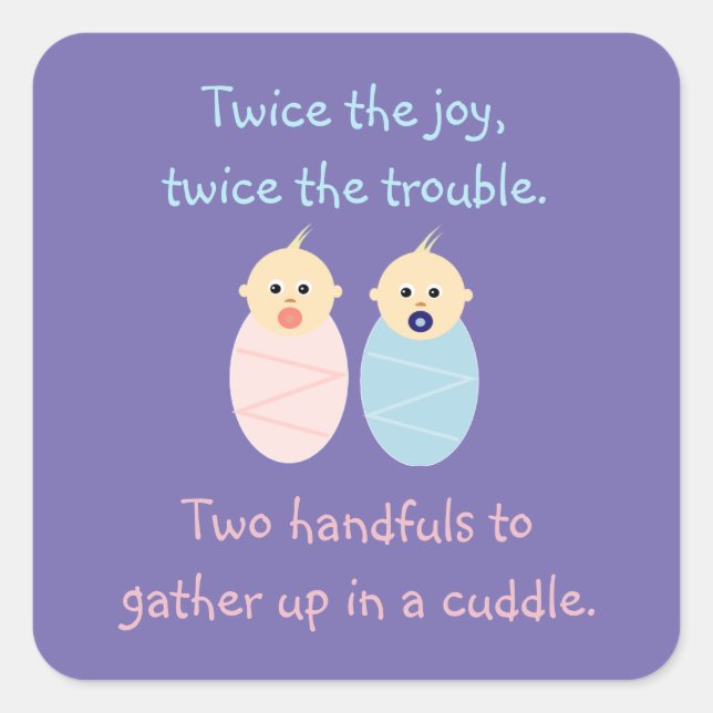 Twins = Twice the Joy Square Sticker (Front)