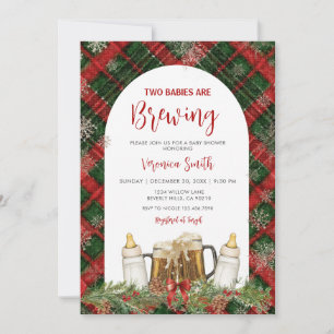 Twins Two Babies Are Brewing Baby Shower  Invitation