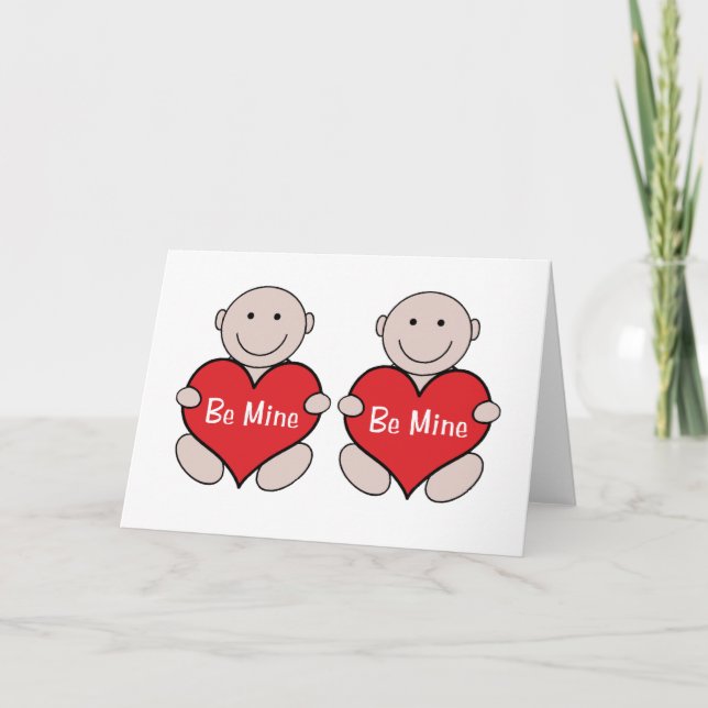 Twins Valentine Graphic Holiday Card (Front)