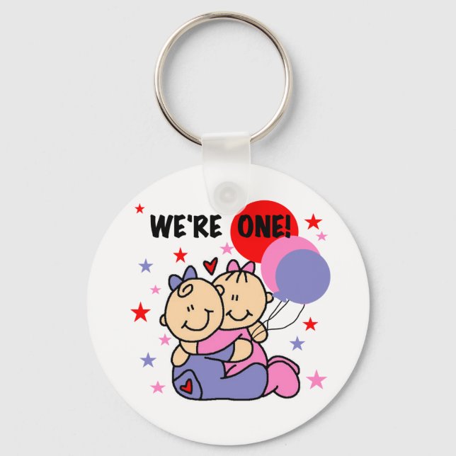 Twins We're One Birthday Tshirts and Gifts Key Ring (Front)