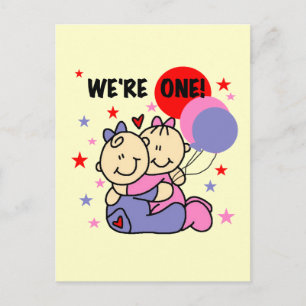 Twins We're One Birthday Tshirts and Gifts Postcard