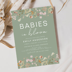 Twins Wildflower Babies in Bloom Baby Shower Invitation
