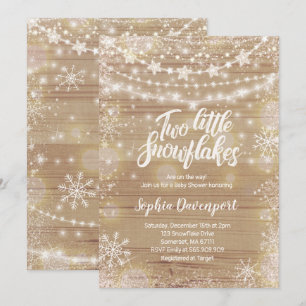 Twins Winter Baby Shower Invitation Rustic White