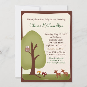 TWINS Woodland Forest  5x7 Baby Shower Invitation