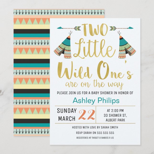 TwinsTribal Little One Faux Baby Shower Invitation (Front/Back)