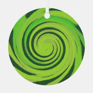 Twirl Me Green Pattern Metal Tree Decoration