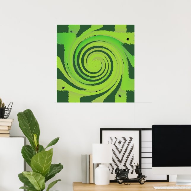 Twirl Me Green Pattern Poster (Home Office)
